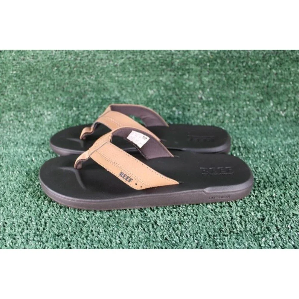Reef Men Cushion Bounce Flip Flops Sandals Brown Black Size 8